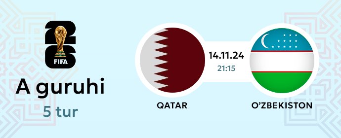 🤜🤛 Qasos olish payti keldi! Qatar vs O'zbekiston